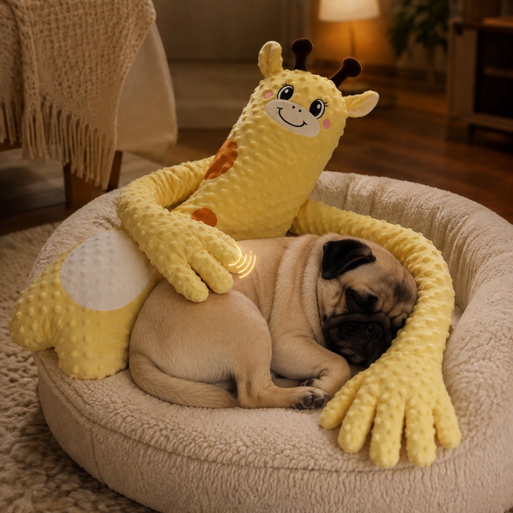 Remote-Controlled Pet Calming Plush Companion with Heated Paws – 3 Comfort Modes & 30-Min Auto Shut-Off for Dogs and Cats, Cozy Bedtime Companion