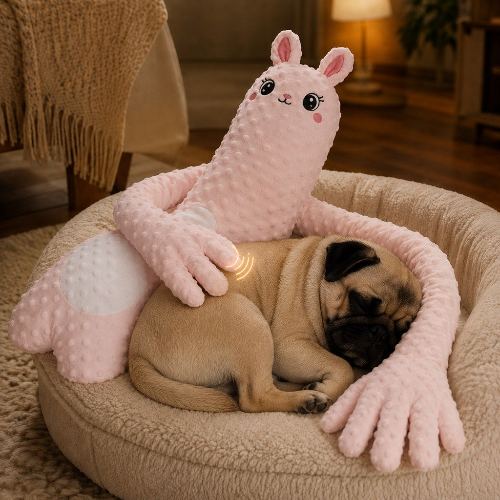 Remote-Controlled Pet Calming Plush Companion with Heated Paws – 3 Comfort Modes & 30-Min Auto Shut-Off for Dogs and Cats, Cozy Bedtime Companion