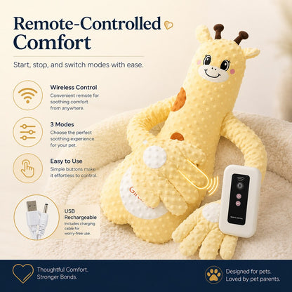 Remote-Controlled Pet Calming Plush Companion with Heated Paws – 3 Comfort Modes & 30-Min Auto Shut-Off for Dogs and Cats, Cozy Bedtime Companion