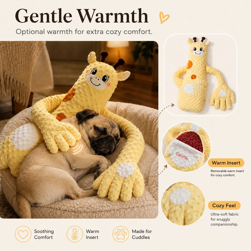 Remote-Controlled Pet Calming Plush Companion with Heated Paws – 3 Comfort Modes & 30-Min Auto Shut-Off for Dogs and Cats, Cozy Bedtime Companion
