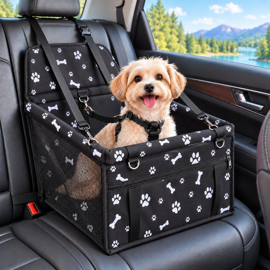 Pet Car Booster Seat for Small Dogs and Cats - Stable Travel Seat to Reduce Roaming in Front and Rear Seats