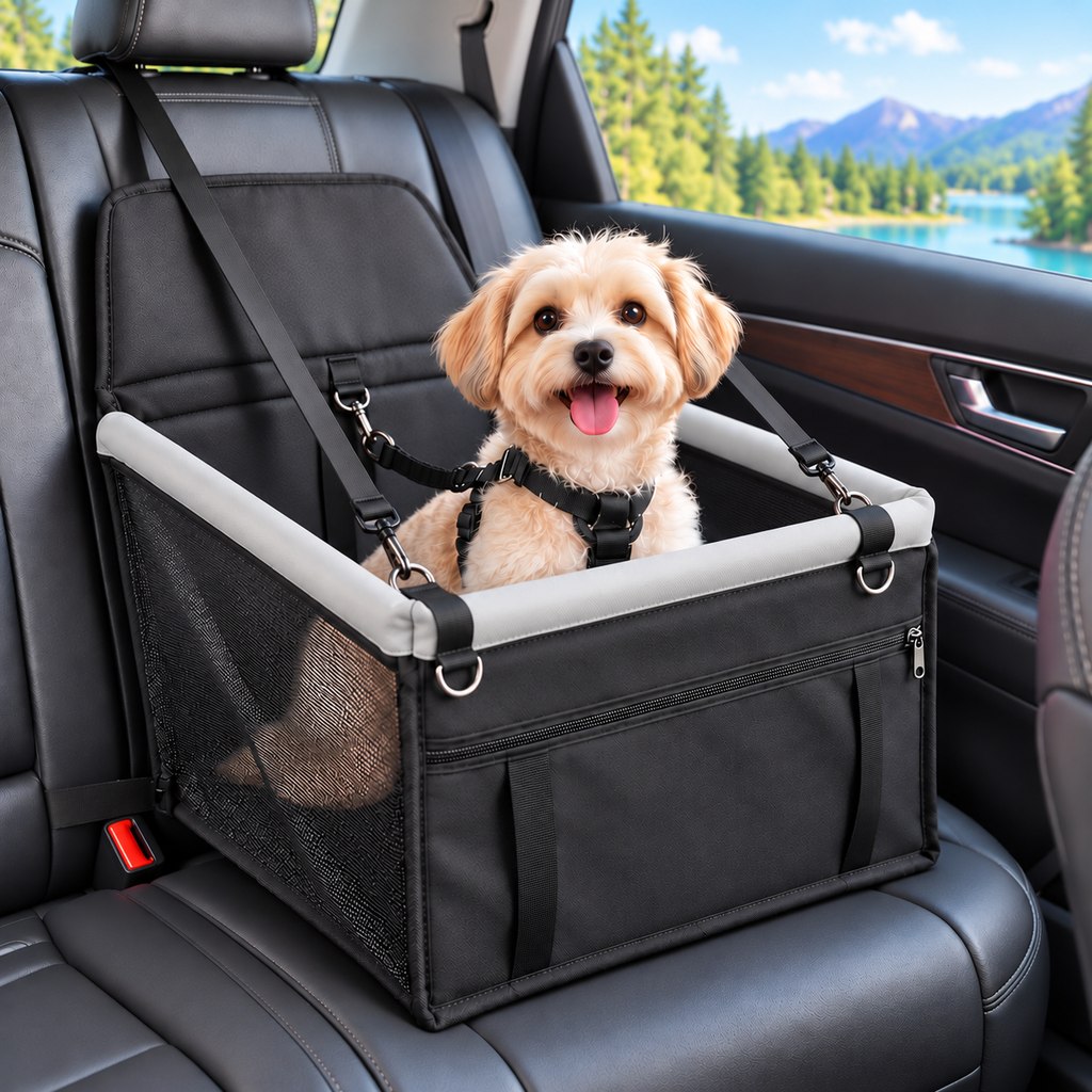 Pet Car Booster Seat for Small Dogs and Cats - Stable Travel Seat to Reduce Roaming in Front and Rear Seats