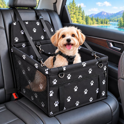Pet Car Booster Seat for Small Dogs and Cats - Stable Travel Seat to Reduce Roaming in Front and Rear Seats