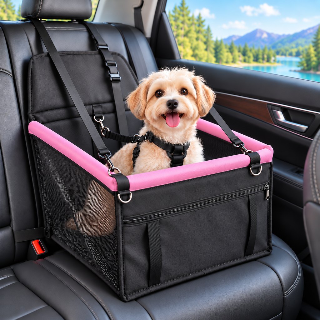 Pet Car Booster Seat for Small Dogs and Cats - Stable Travel Seat to Reduce Roaming in Front and Rear Seats
