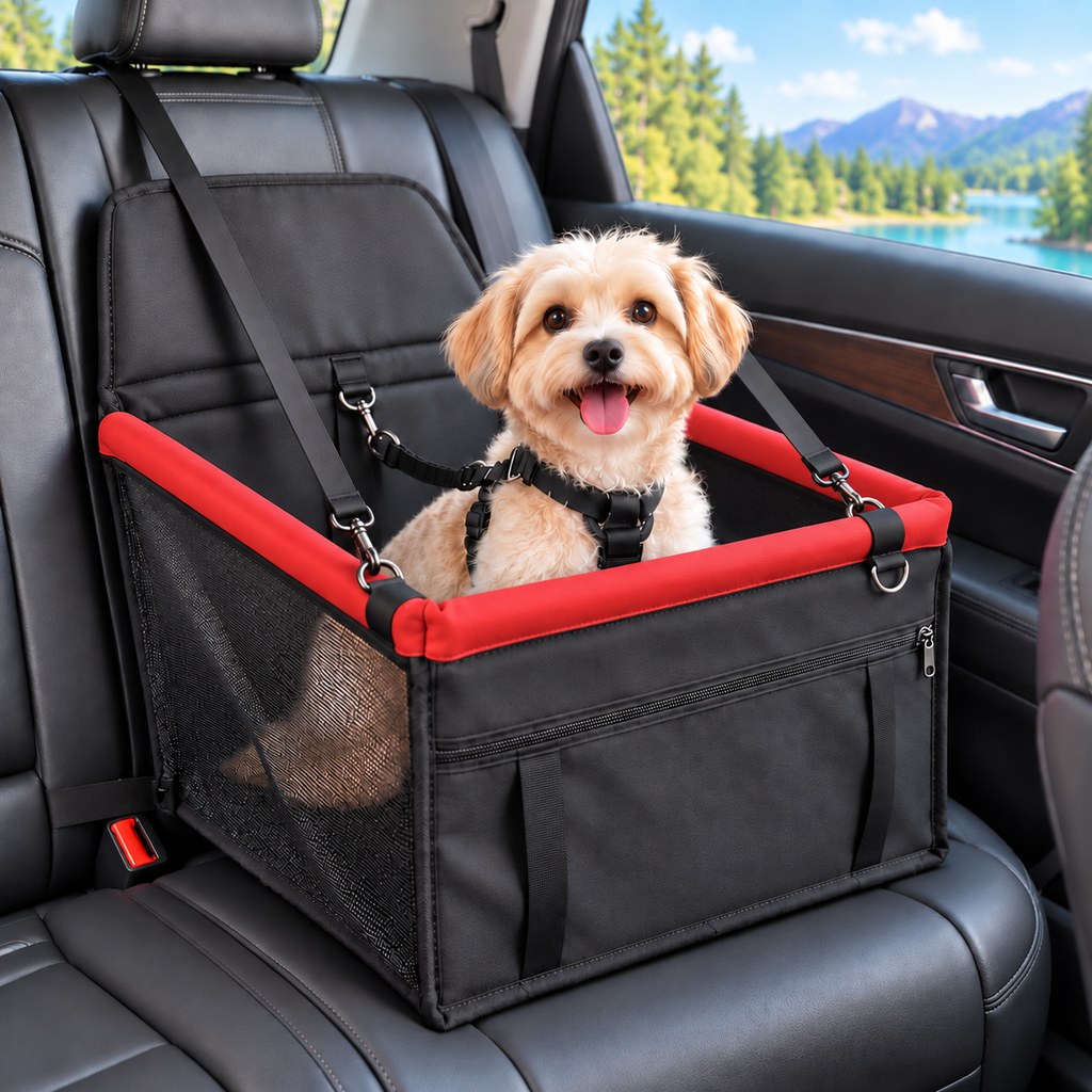 Pet Car Booster Seat for Small Dogs and Cats - Stable Travel Seat to Reduce Roaming in Front and Rear Seats