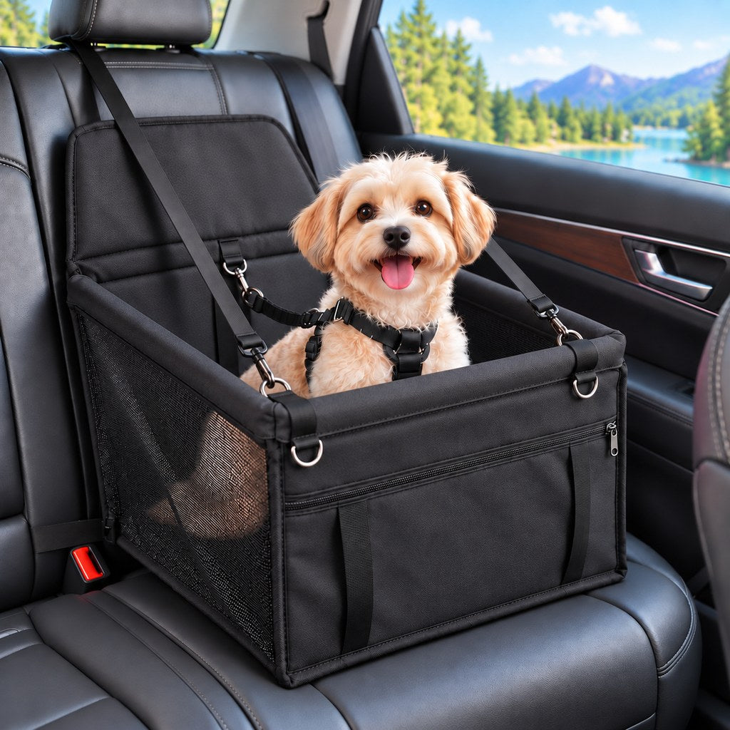 Pet Car Booster Seat for Small Dogs and Cats - Stable Travel Seat to Reduce Roaming in Front and Rear Seats