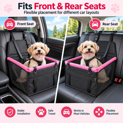 Pet Car Booster Seat for Small Dogs and Cats - Stable Travel Seat to Reduce Roaming in Front and Rear Seats