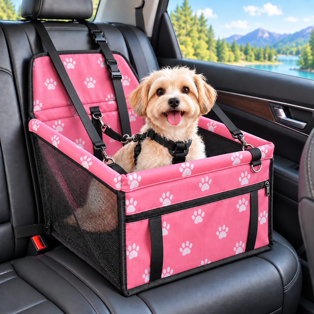 Pet Car Booster Seat for Small Dogs and Cats - Stable Travel Seat to Reduce Roaming in Front and Rear Seats