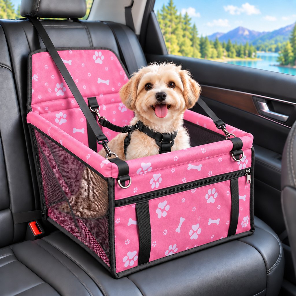 Pet Car Booster Seat for Small Dogs and Cats - Stable Travel Seat to Reduce Roaming in Front and Rear Seats