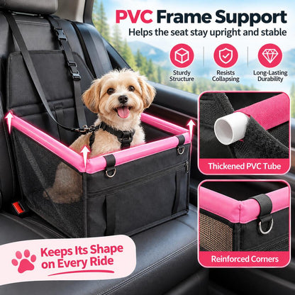Pet Car Booster Seat for Small Dogs and Cats - Stable Travel Seat to Reduce Roaming in Front and Rear Seats