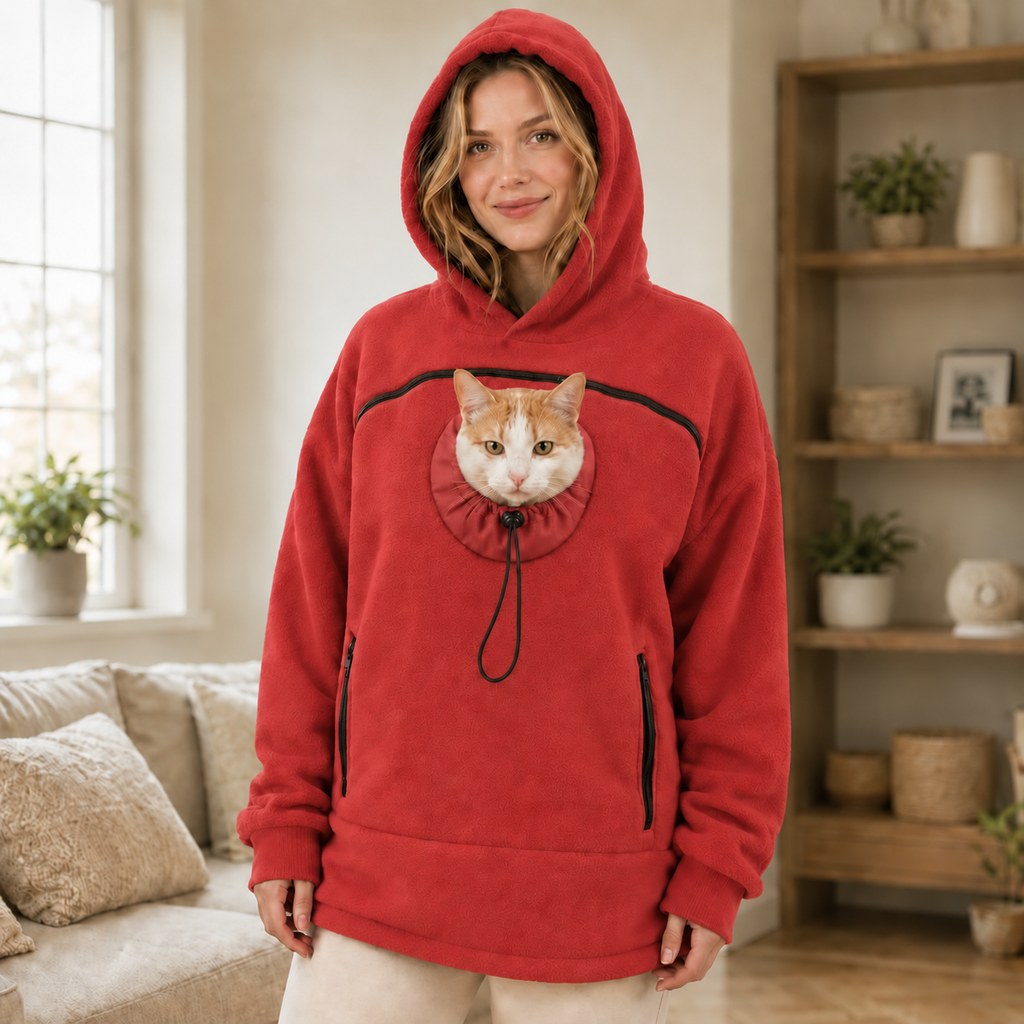 Hands-Free Pet Carrier Hoodie – Cozy Front Pouch for Cats & Small Dogs at Home & Everyday Outings