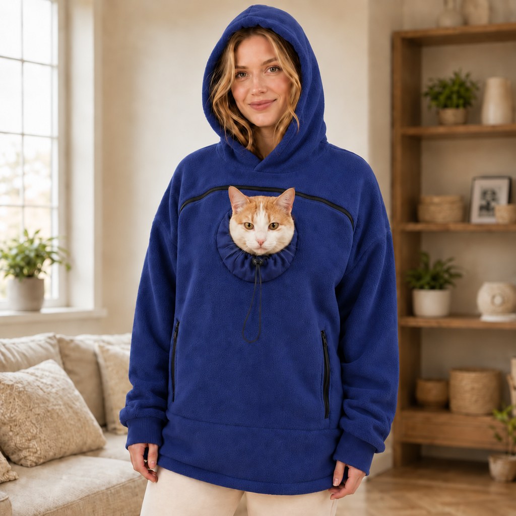 Hands-Free Pet Carrier Hoodie – Cozy Front Pouch for Cats & Small Dogs at Home & Everyday Outings