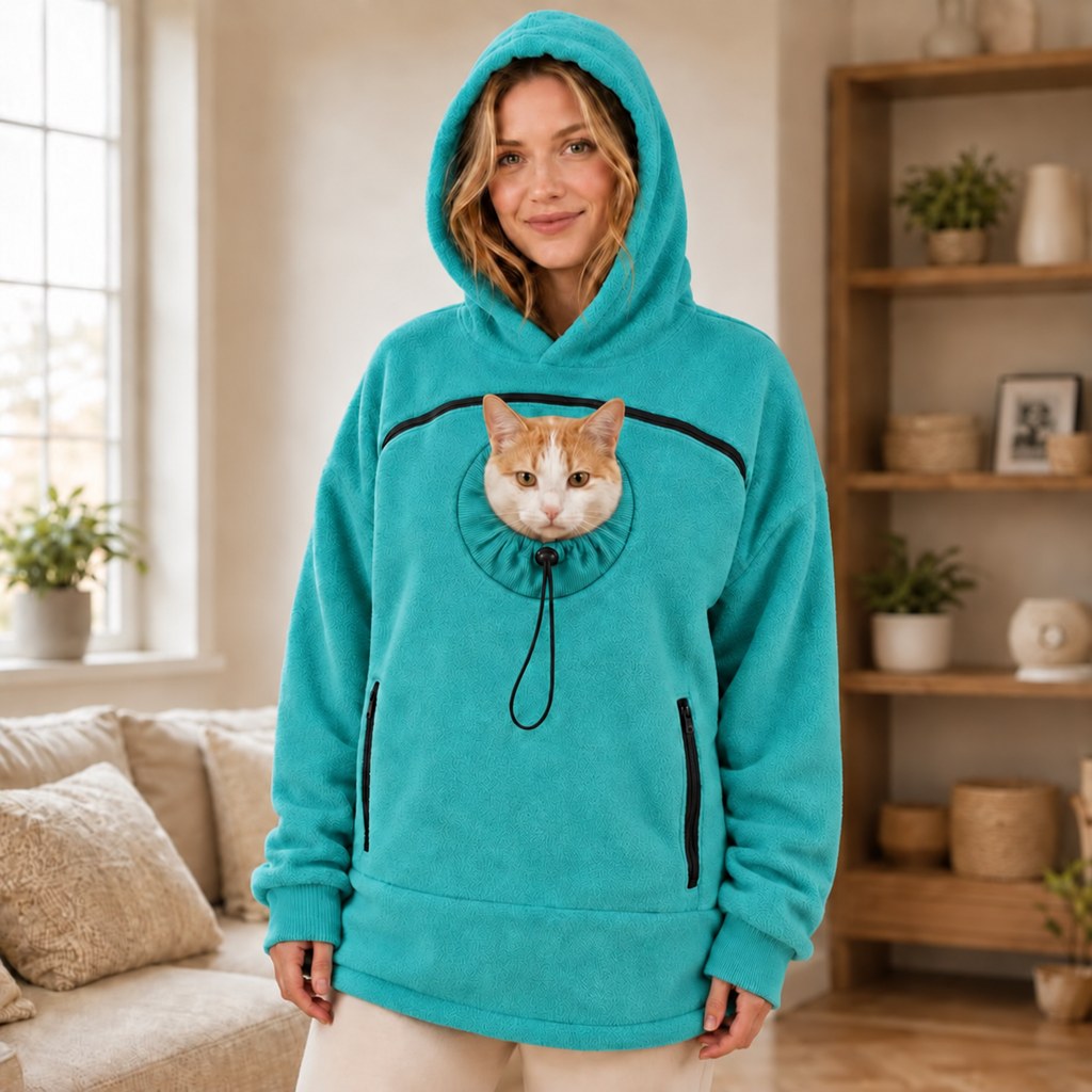 Hands-Free Pet Carrier Hoodie – Cozy Front Pouch for Cats & Small Dogs at Home & Everyday Outings
