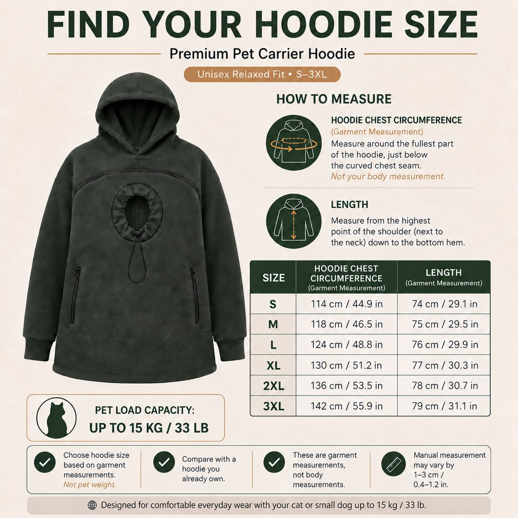 Hands-Free Pet Carrier Hoodie – Cozy Front Pouch for Cats & Small Dogs at Home & Everyday Outings