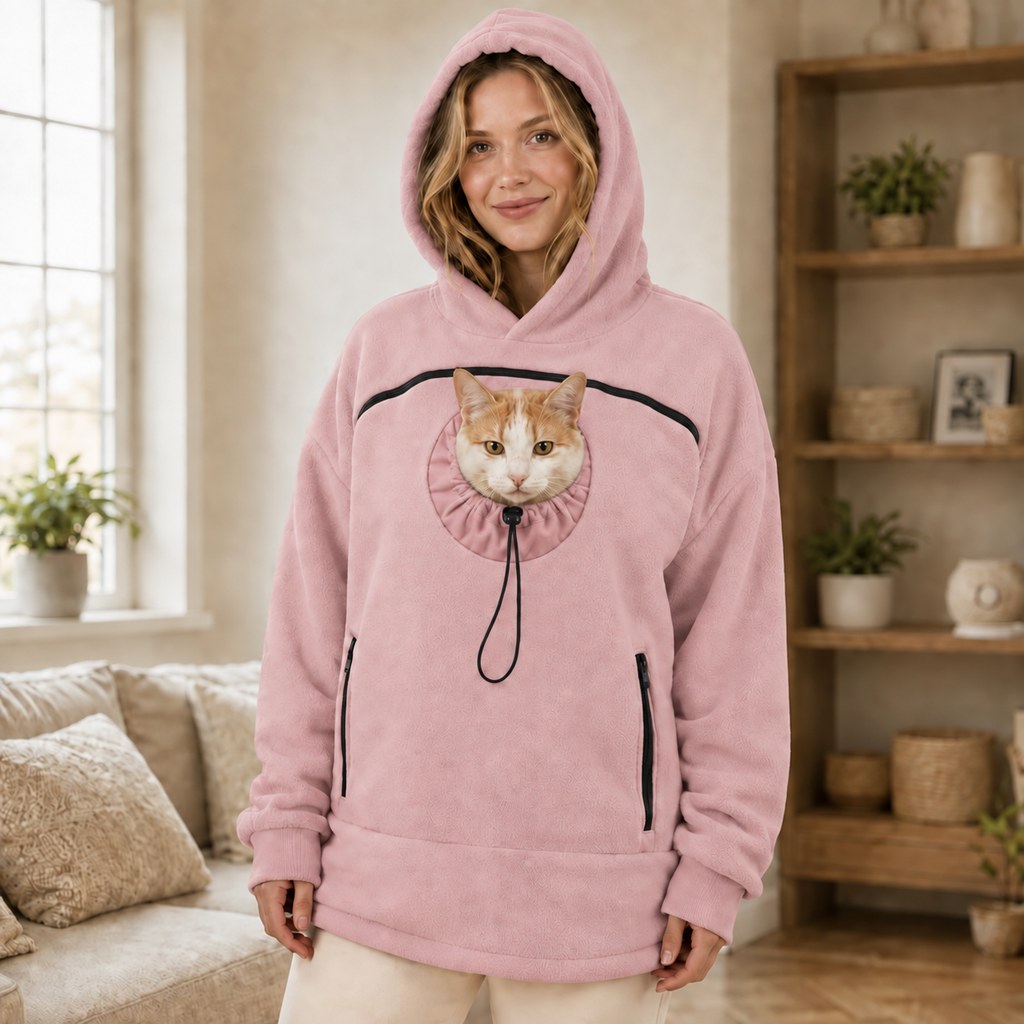 Hands-Free Pet Carrier Hoodie – Cozy Front Pouch for Cats & Small Dogs at Home & Everyday Outings