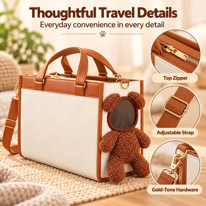 Teddy Bear Pet Carrier Tote Bag for Small Dogs – Stylish Handheld & Shoulder Bag for Everyday Outings