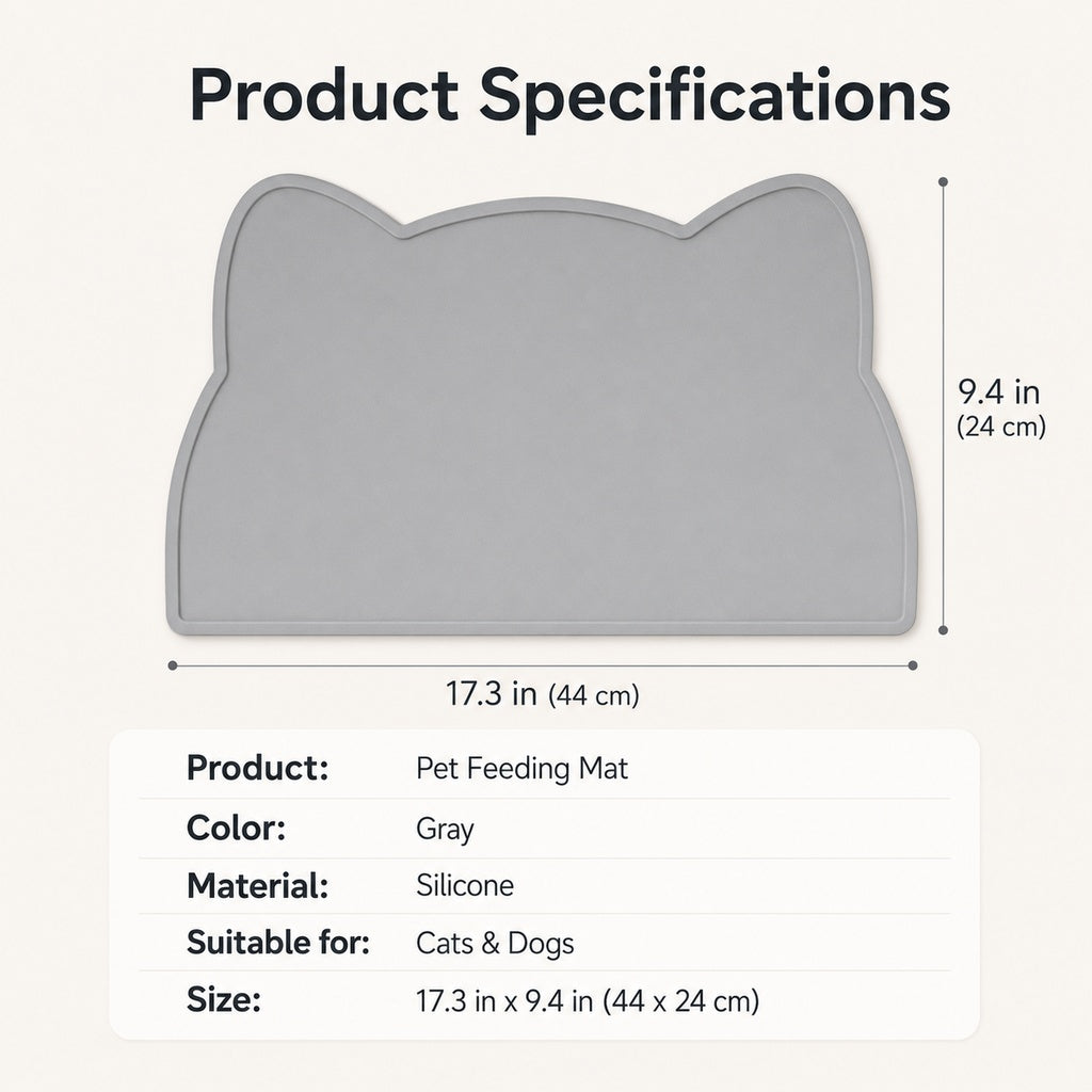 Raised-Edge Silicone Pet Feeding Mat for Cats & Dogs - Keeps Floors Clean at Mealtime