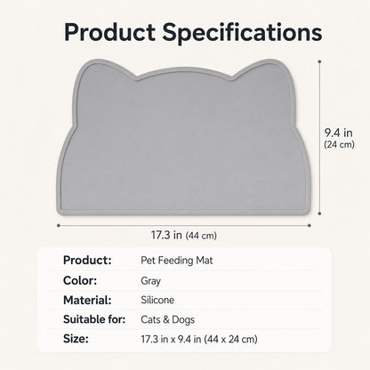 Raised-Edge Silicone Pet Feeding Mat for Cats & Dogs - Keeps Floors Clean at Mealtime