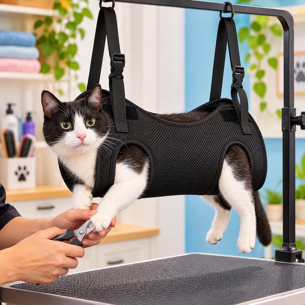 Pet Grooming Hammock for Nail Trimming & Home Grooming – Helps Keep Dogs & Cats Steady