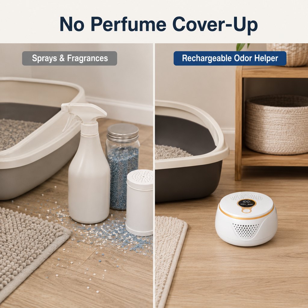 Rechargeable Ozone Pet Odor Deodorizer for Litter Box & Empty Crate Areas – USB-C Odor Treatment Device for Unoccupied Small Spaces