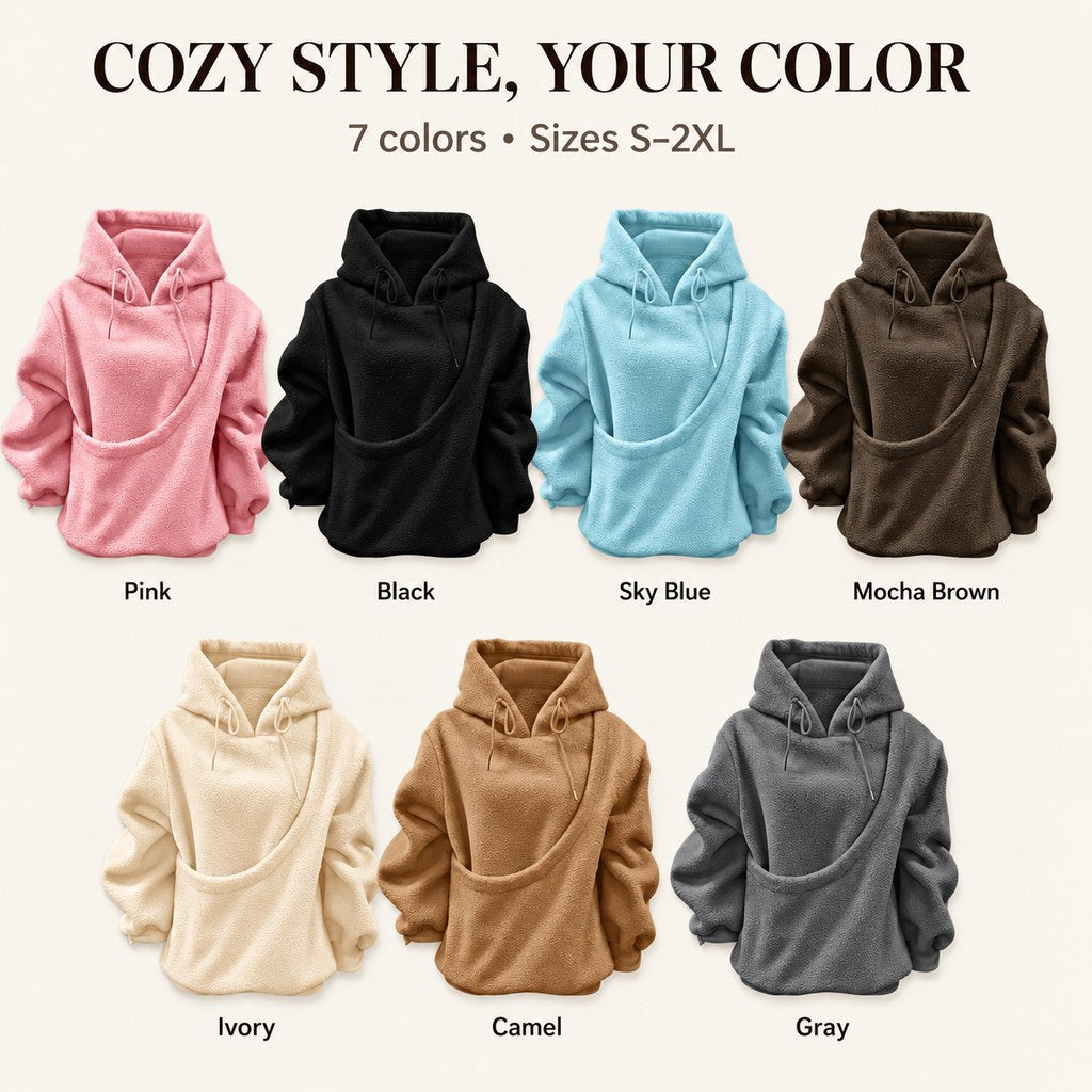 Pet Carrier Sherpa Hoodie for Small Dogs & Cats – Cozy Front Pouch Sweatshirt for Walks, Errands & Home Cuddles – Keeps Pets Warm & Close