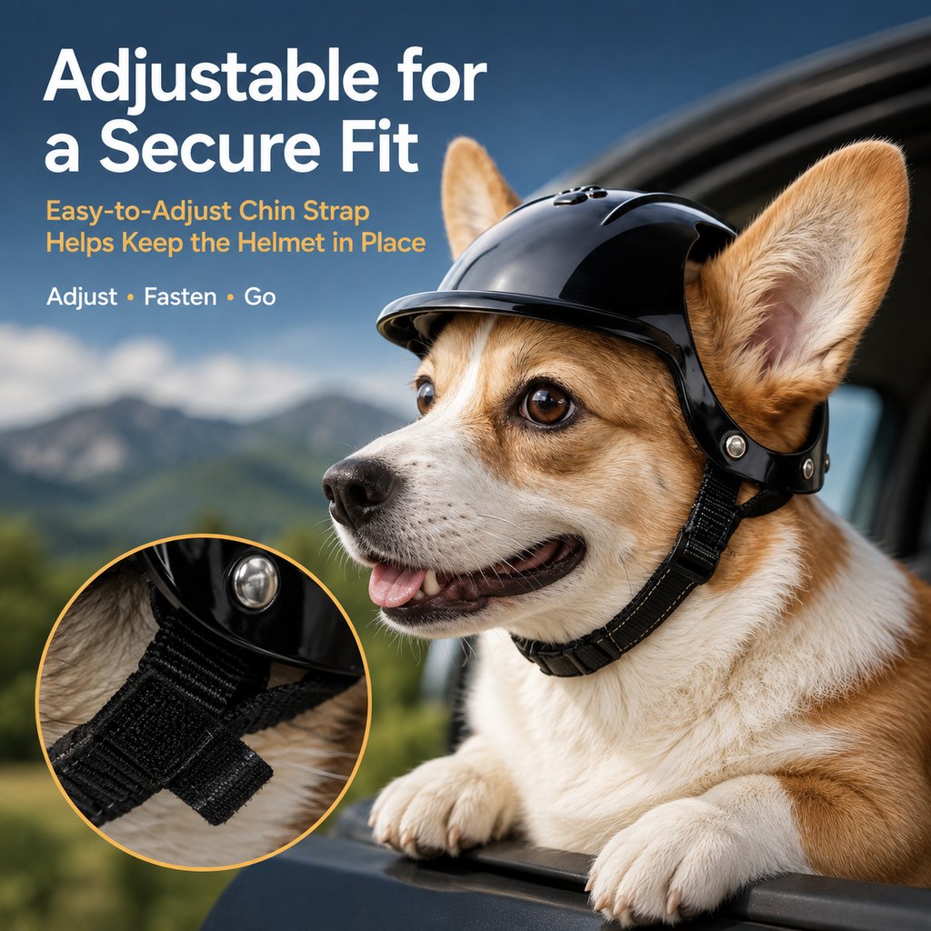 Lightweight Pet Protective Helmet for Car Rides & Outdoor Adventures - Adjustable Open-Ear Head Guard for Cats & Small Dogs