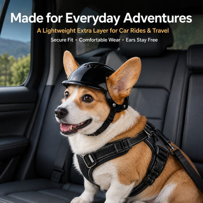 Lightweight Pet Protective Helmet for Car Rides & Outdoor Adventures - Adjustable Open-Ear Head Guard for Cats & Small Dogs