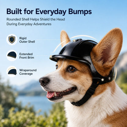 Lightweight Pet Protective Helmet for Car Rides & Outdoor Adventures - Adjustable Open-Ear Head Guard for Cats & Small Dogs