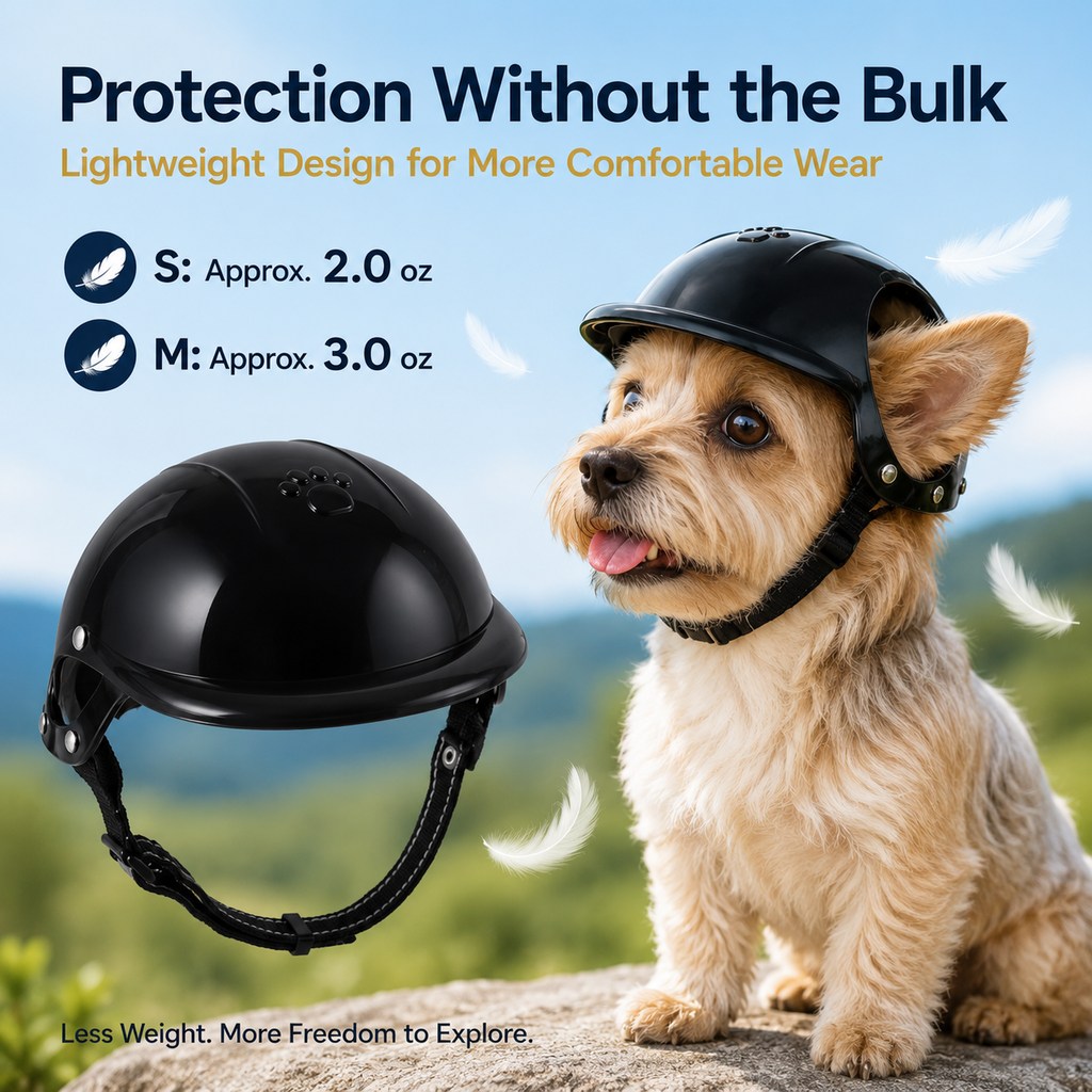 Lightweight Pet Protective Helmet for Car Rides & Outdoor Adventures - Adjustable Open-Ear Head Guard for Cats & Small Dogs