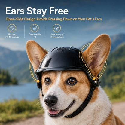 Lightweight Pet Protective Helmet for Car Rides & Outdoor Adventures - Adjustable Open-Ear Head Guard for Cats & Small Dogs