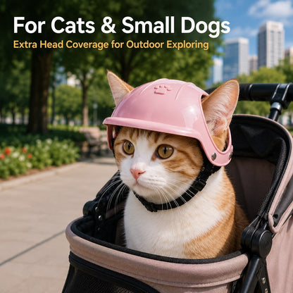 Lightweight Pet Protective Helmet for Car Rides & Outdoor Adventures - Adjustable Open-Ear Head Guard for Cats & Small Dogs