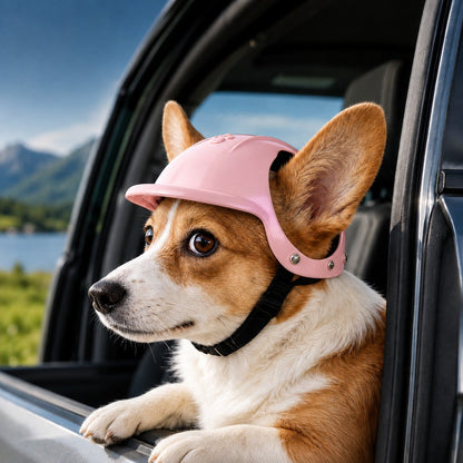 Lightweight Pet Protective Helmet for Car Rides & Outdoor Adventures - Adjustable Open-Ear Head Guard for Cats & Small Dogs