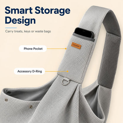 Crossbody Pet Sling Carrier for Small Dogs & Cats - Breathable Hands-Free Travel Bag for Walks, Errands & Vet Visits