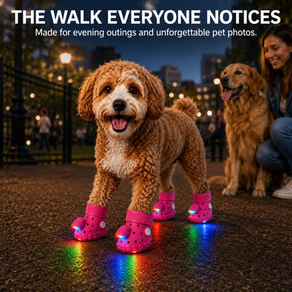 Step-Activated RGB Light-Up Dog Boots for Night Walks – Low-Light Visibility & Lightweight EVA Paw Coverage