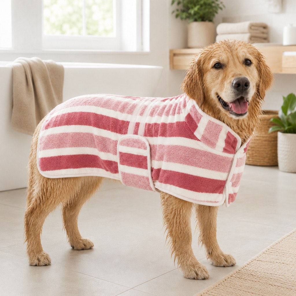 Wearable Microfiber Dog Drying Towel – Hands-Free Post-Bath & Rainy-Day Wrap for Wet Fur & Drips