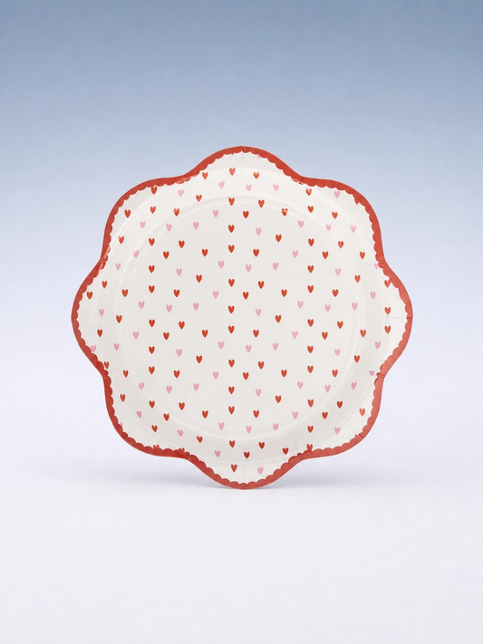 Little Heart Pattern Paper Plates, 8 ct