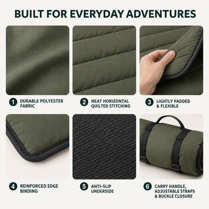 Portable Roll-Up Dog Travel Mat for Camping & Car Trips - Keeps Pets Off Damp, Dirty Ground