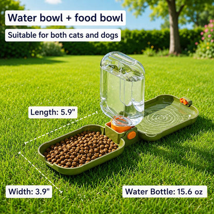Portable Folding Pet Water & Food Cup for Walks & Hiking - 15.6 oz Leak-Resistant Dog & Cat Travel Bottle Bowl