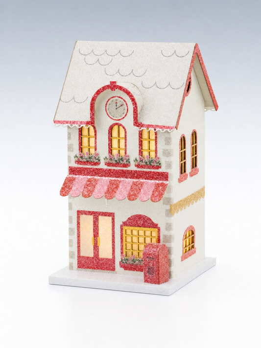 Valentine Post Office Paperboard Village Decor with Light
