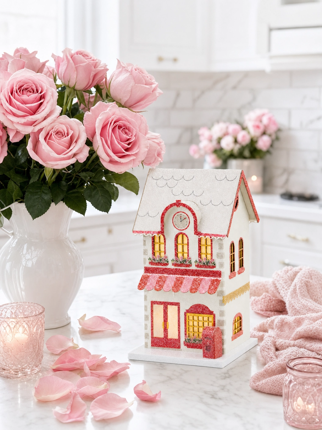 Valentine Post Office Paperboard Village Decor with Light