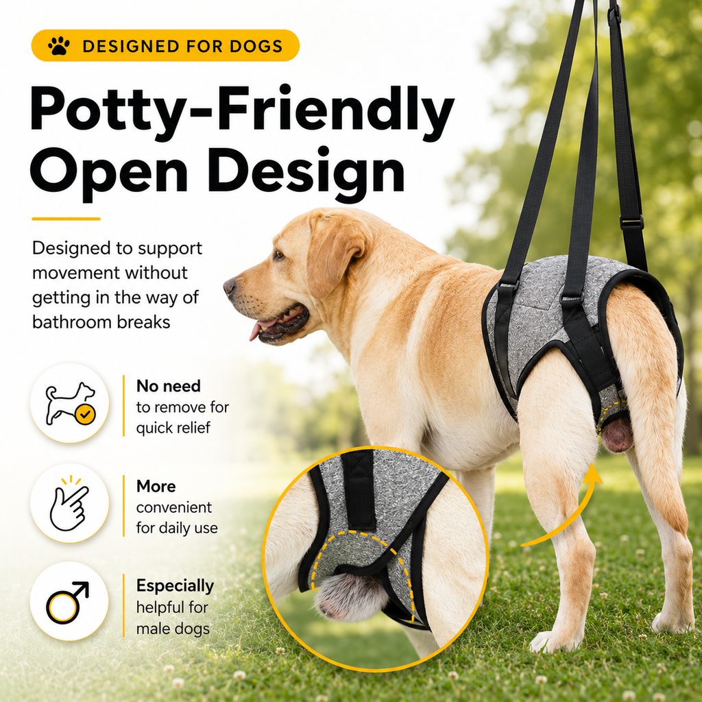 Dog Rear Support Harness for Stairs, Walks & Car Rides - Mobility Lift Sling for Senior Dogs with Weak Hind Legs