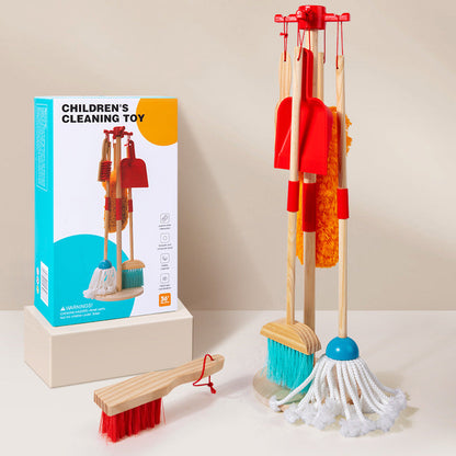 Wooden Kids Cleaning Set with Broom, Mop & Dustpan