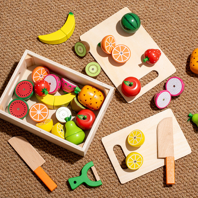 Wooden Fruit & Vegetable Cutting Kitchen Play Set