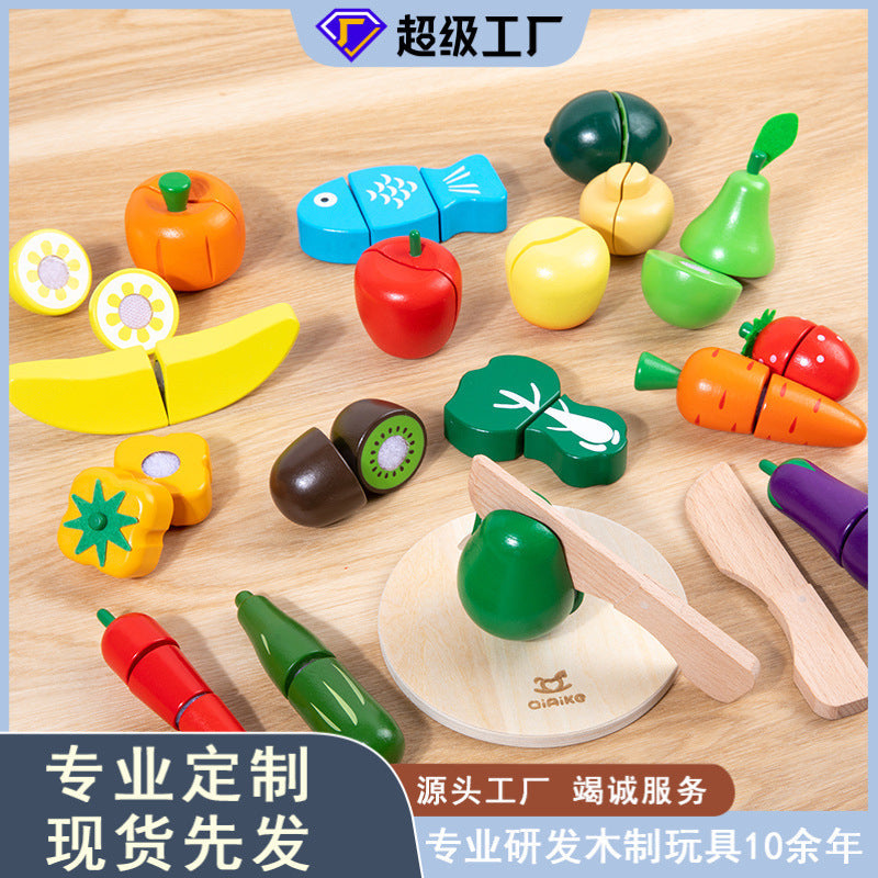 Montessori Wooden Fruit & Vegetable Cutting Play Food Set