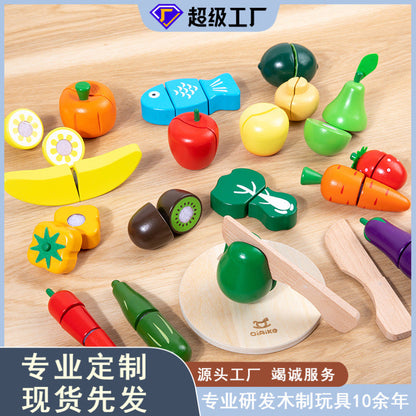 Montessori Wooden Fruit & Vegetable Cutting Play Food Set