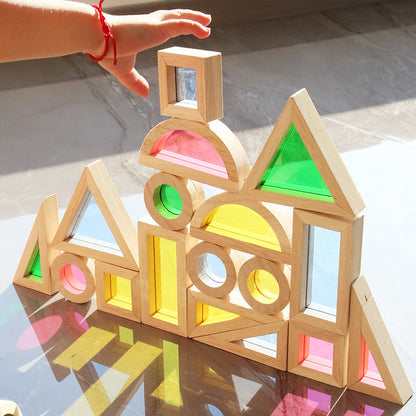 Wooden Rainbow Acrylic Light & Shadow Building Blocks