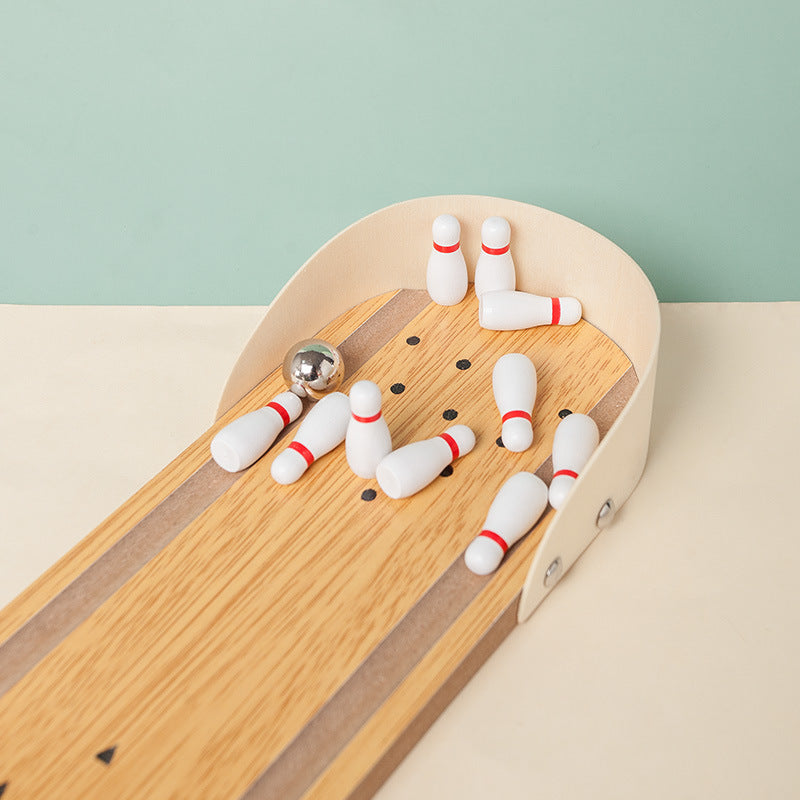 Wooden Mini Desktop Bowling Game for Kids