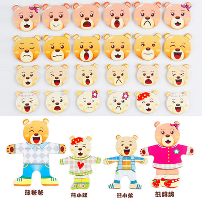 Wooden Bear Family Dress-Up Mix & Match Puzzle Set