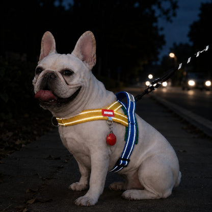 No-Choke French Bulldog Harness & Leash Set for Daily Walks - Reflective, Easy-Control Fit for Broad-Chest Dogs