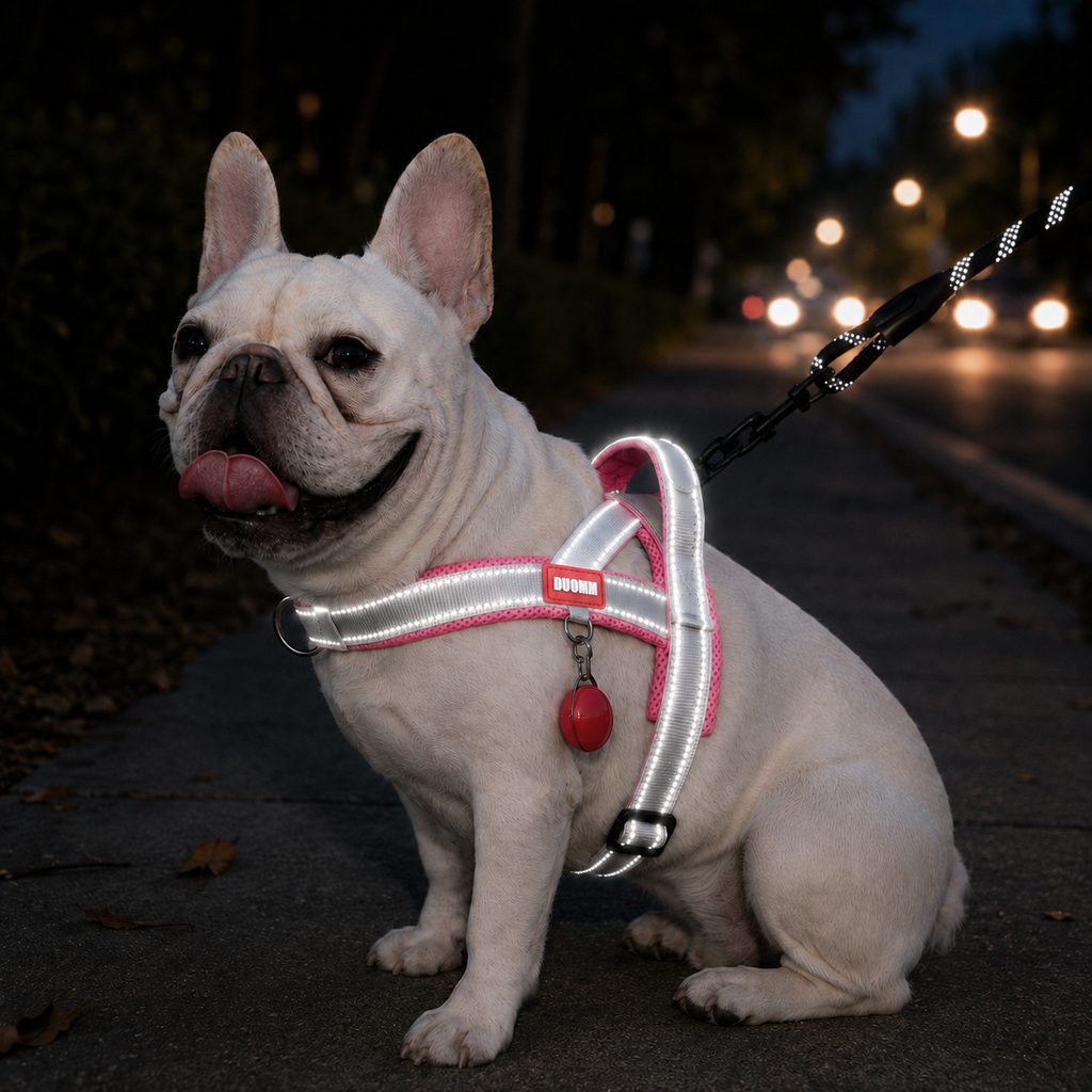 No-Choke French Bulldog Harness & Leash Set for Daily Walks - Reflective, Easy-Control Fit for Broad-Chest Dogs